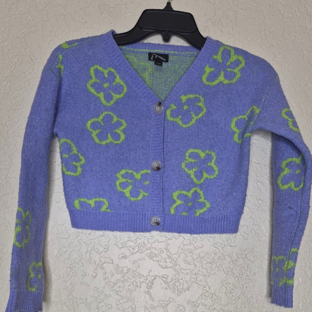 Art Class Colorful Floral Button Front Cardigan Sweater Size S (6/7) girls (CL)